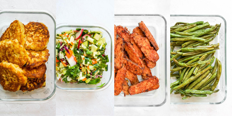 BBQ Tempeh & Sides: A vegetarian buffet meal