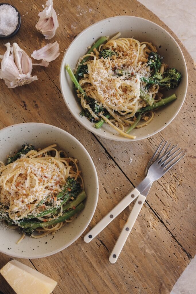 Blown Broccolini pasta with garlic, lemon & breadcrumbs