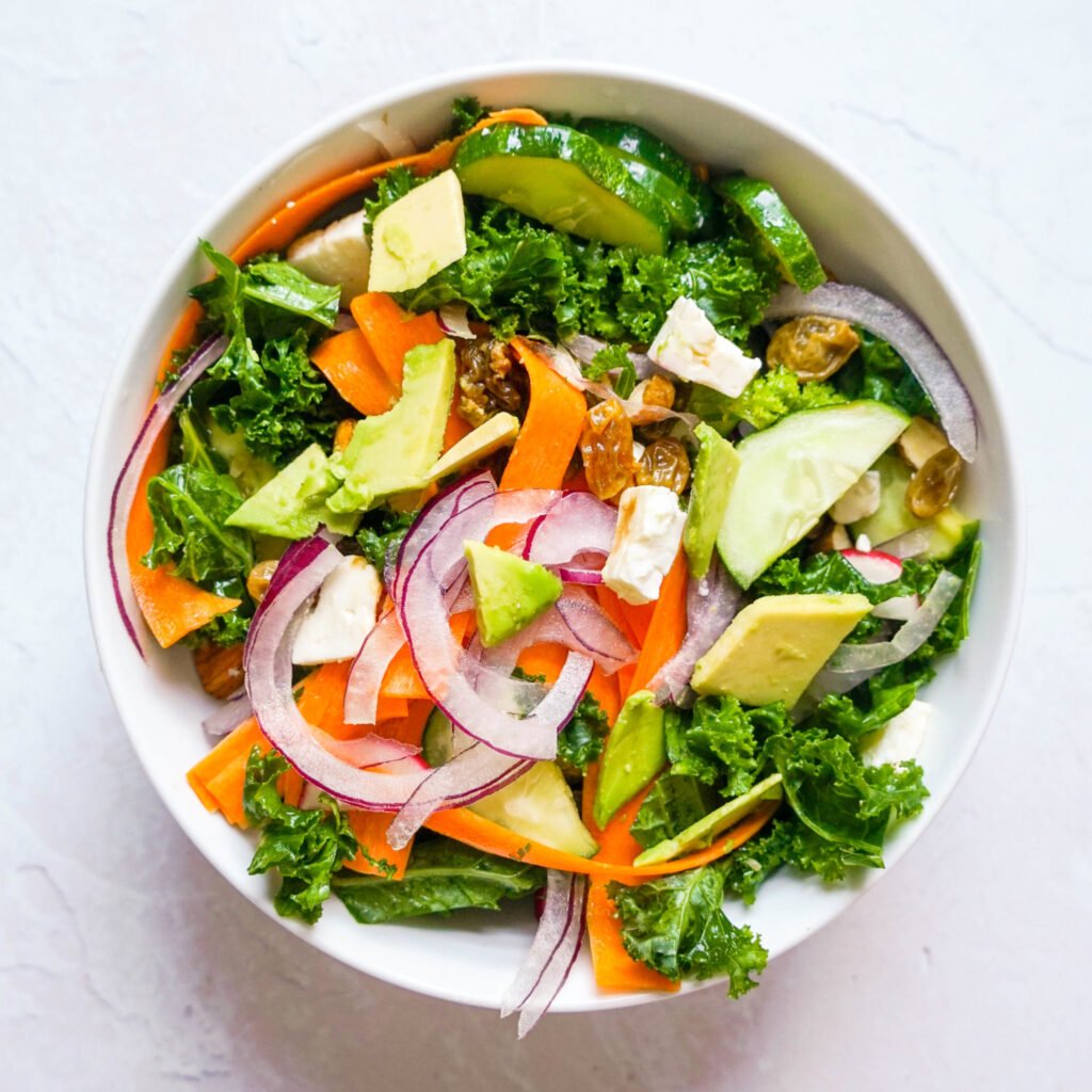 Kale salad with homemade dressing