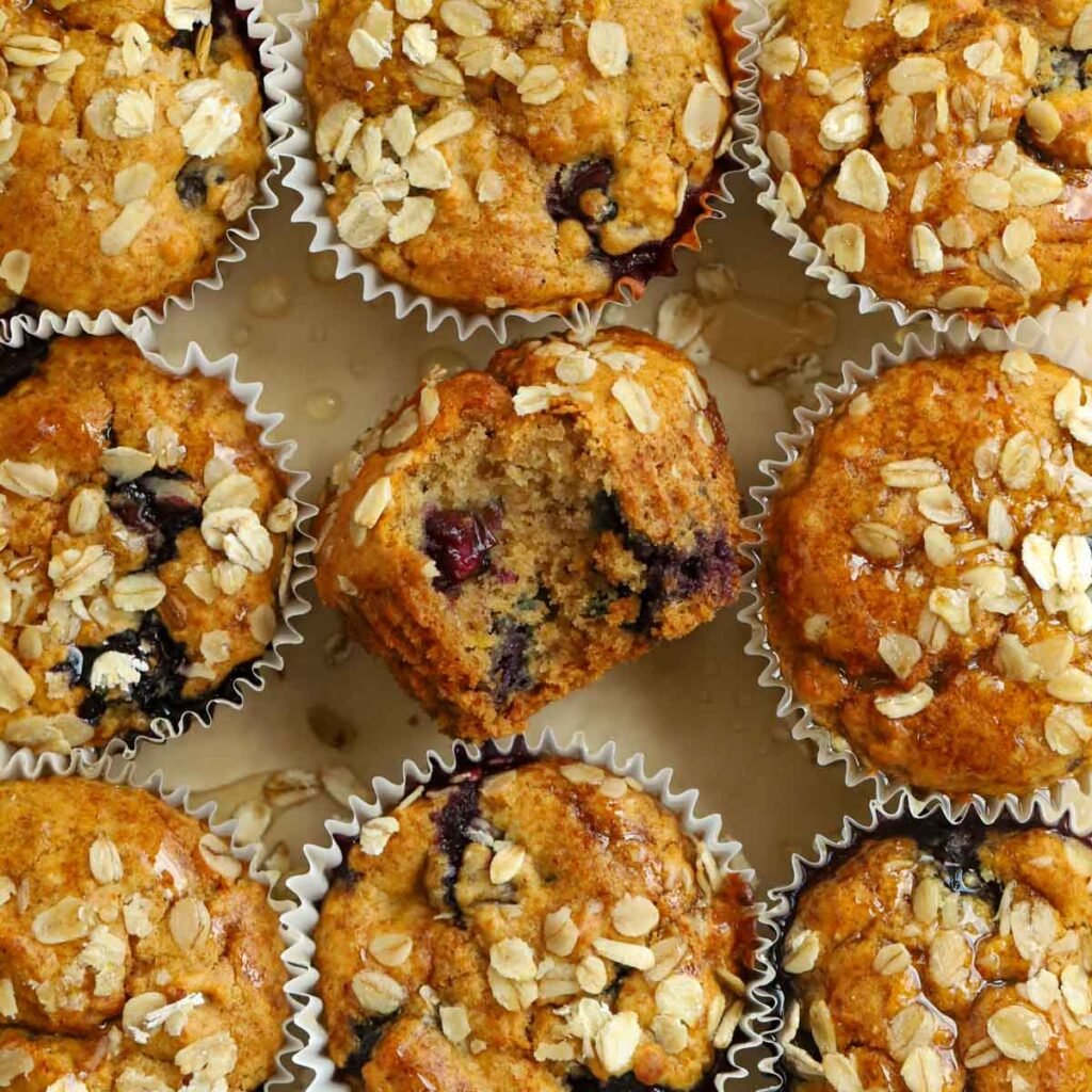 Healthy Breakfast Muffins {Blueberries and Oats}
