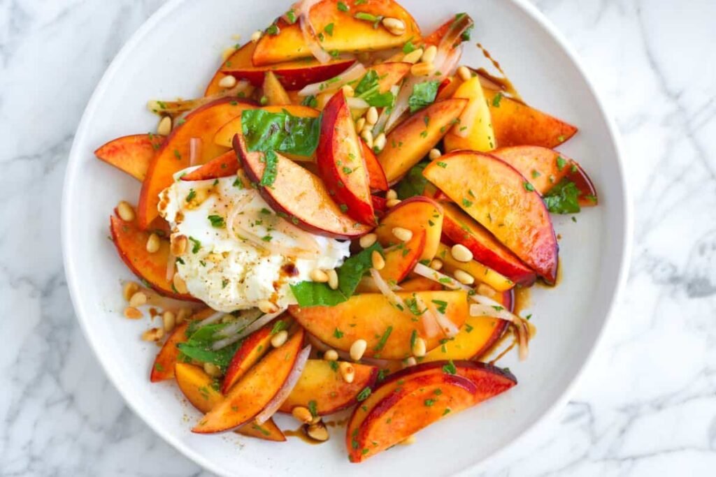 Fresh Peach Burrata Salad Recipe